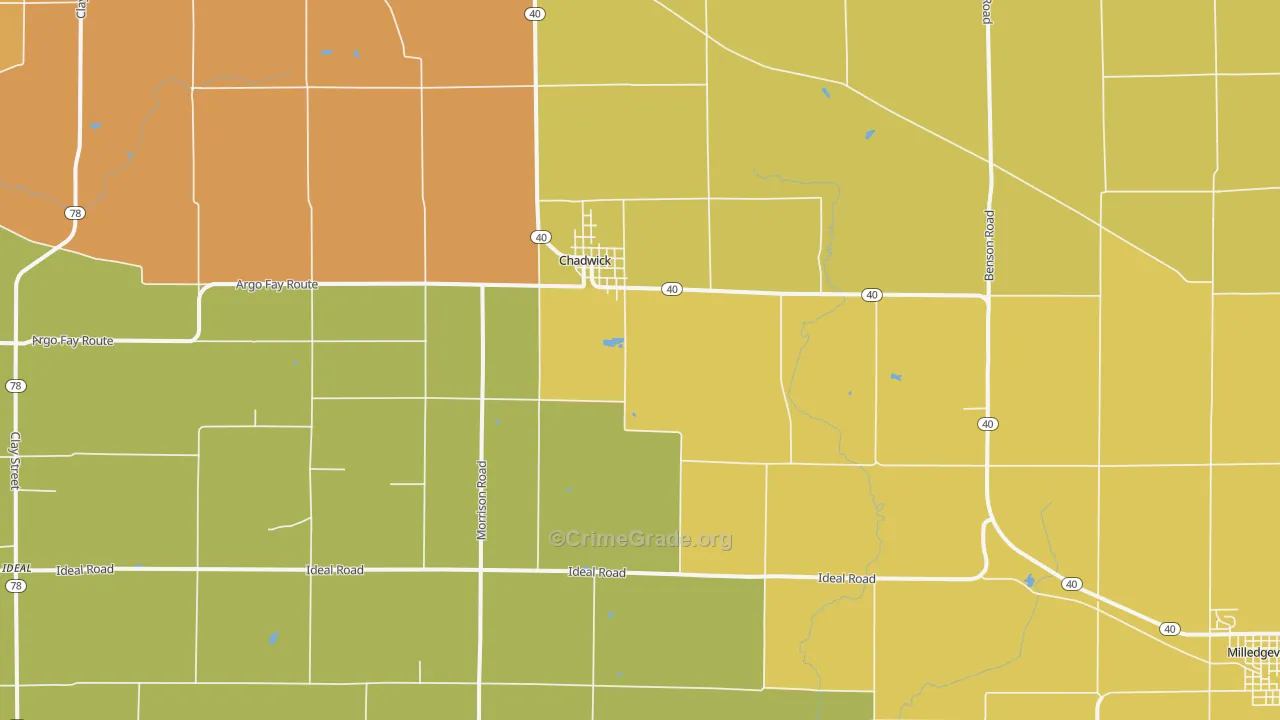 Chadwick, IL Map of Burglary Rates