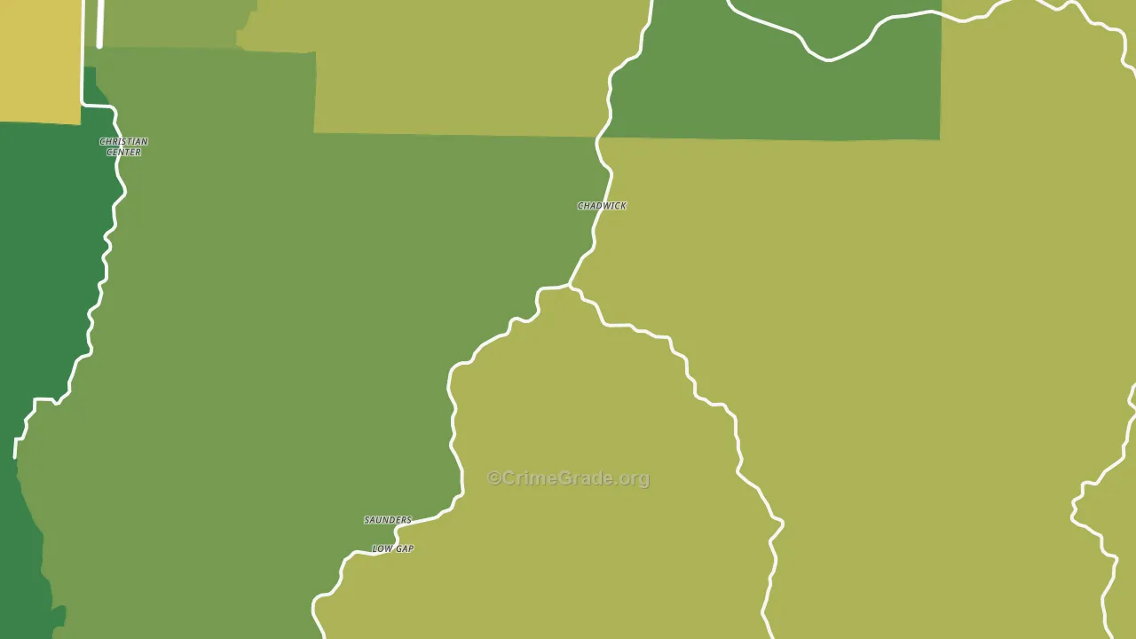 Chadwick, MO Map of Burglary Rates