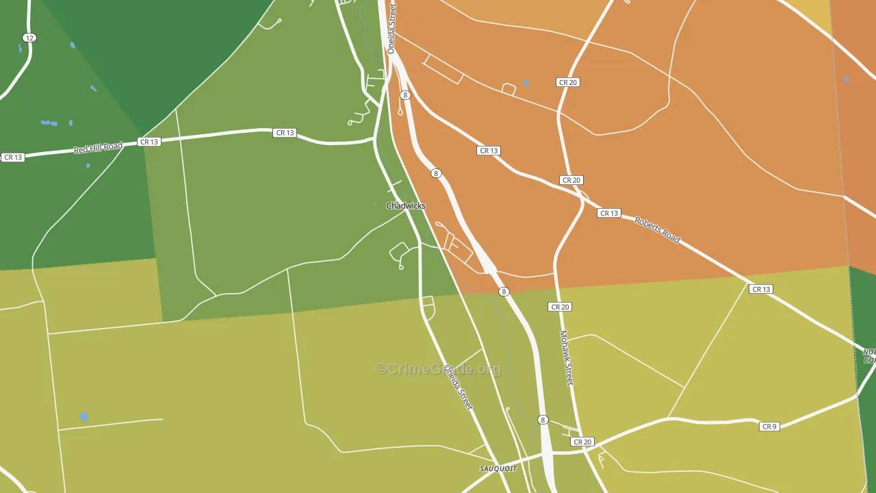 Chadwicks, NY Map of Burglary Rates