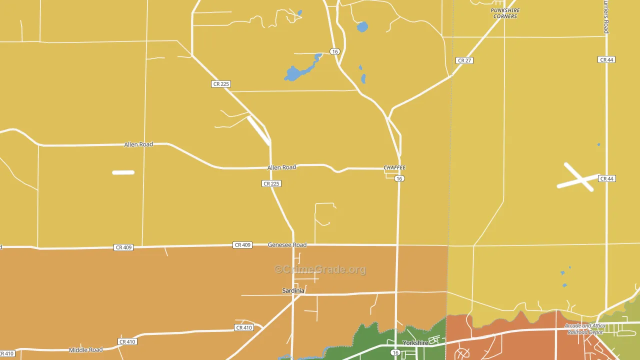 Chaffee, NY Map of Burglary Rates