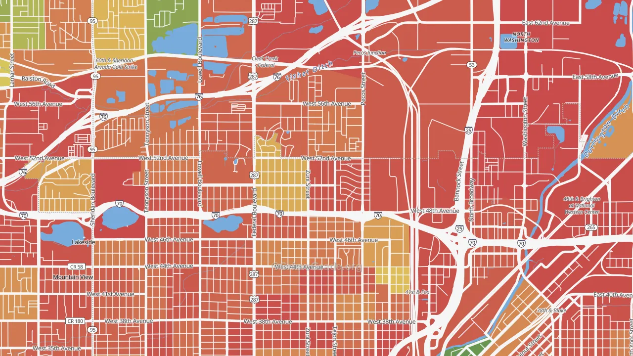 Chaffee Park, Denver, CO Map of Burglary Rates