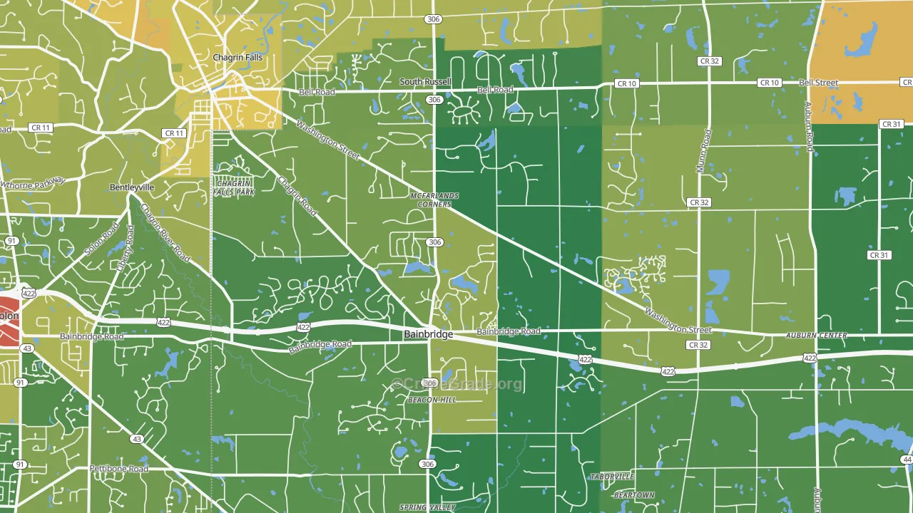 Chagrin Falls, OH Map of Burglary Rates