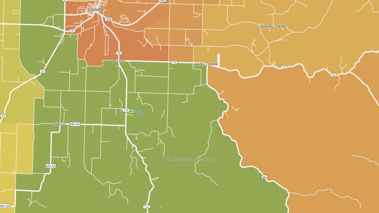 Chain-O-Lakes, MO Map of Burglary Rates