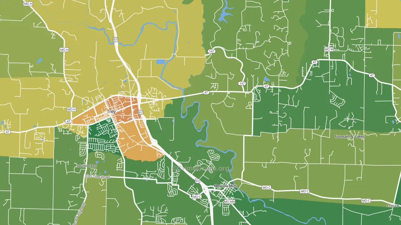 Chain of Rocks, MO Map of Burglary Rates