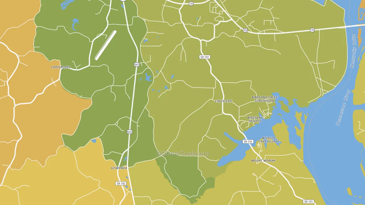 Chalklevel, TN Map of Burglary Rates
