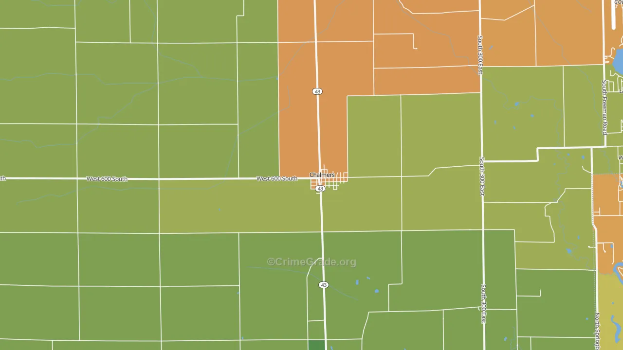 Chalmers, IN Map of Burglary Rates