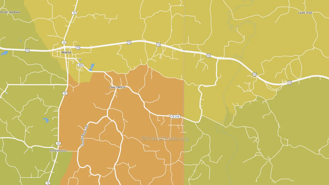 Chalybeate, MS Map of Burglary Rates