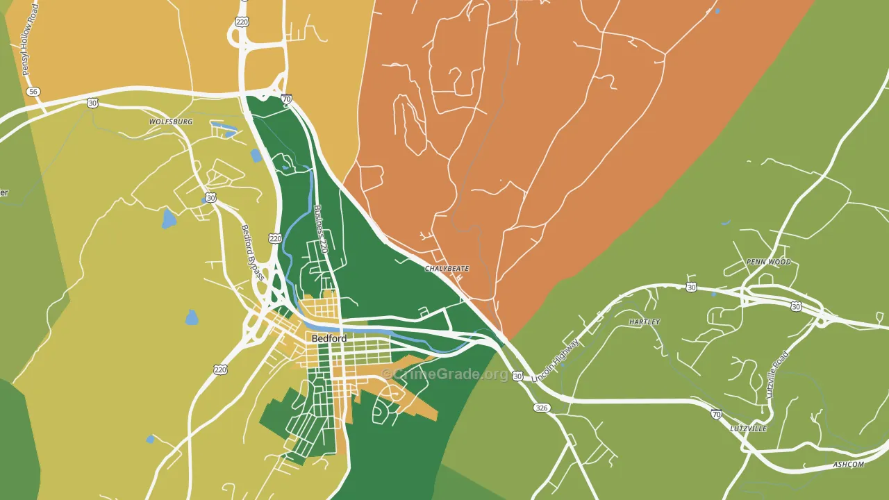 Chalybeate, PA Map of Burglary Rates