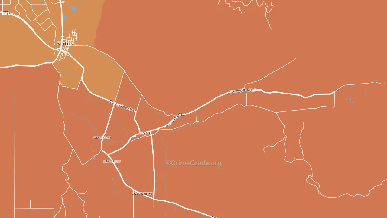 Chama, CO Map of Burglary Rates