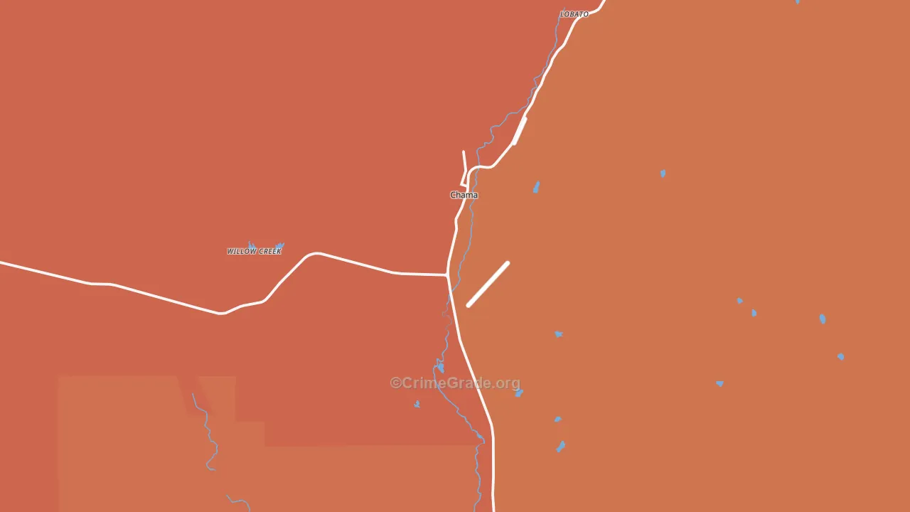 Chama, NM Map of Burglary Rates
