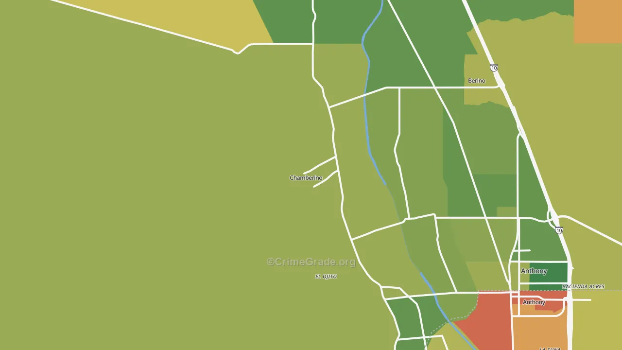 Chamberino, NM Map of Burglary Rates