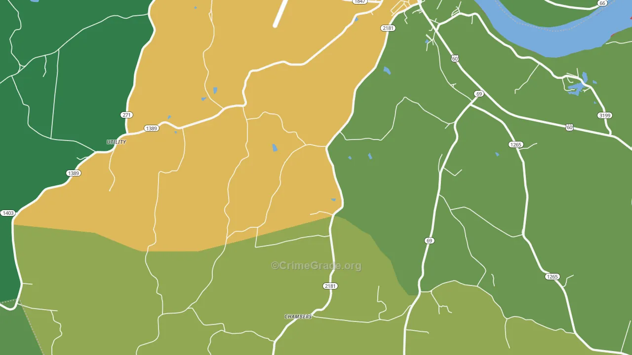 Chambers, KY Map of Burglary Rates