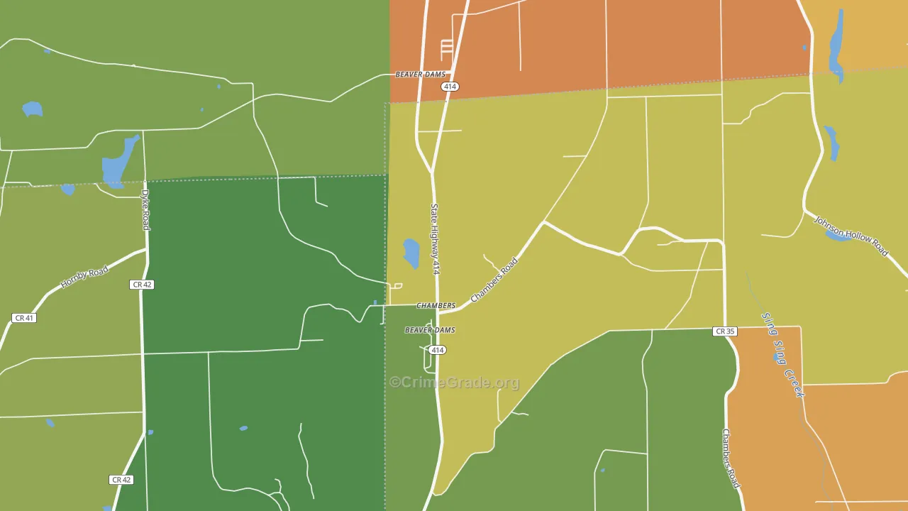 Chambers, NY Map of Burglary Rates