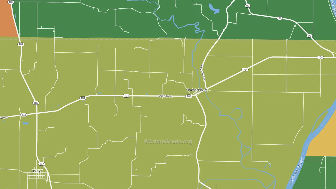 Chambersburg, IL Map of Burglary Rates