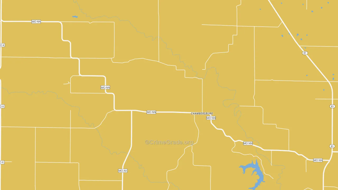 Chambersburg, MO Map of Burglary Rates