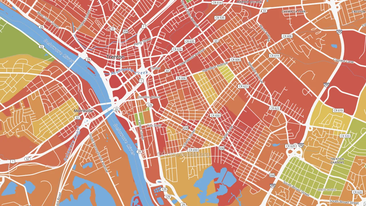 Chambersburg, Trenton, NJ Map of Burglary Rates