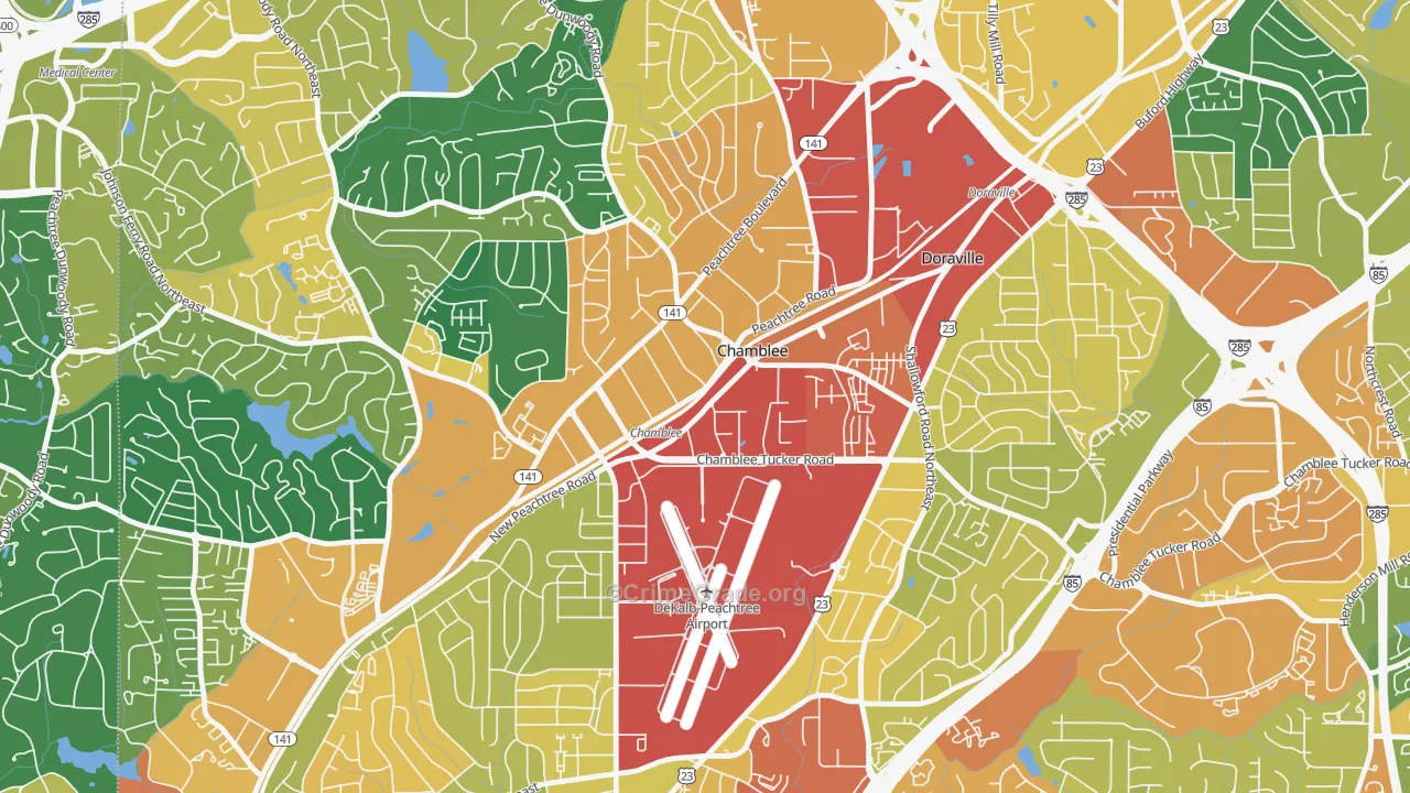 Chamblee, GA Map of Burglary Rates