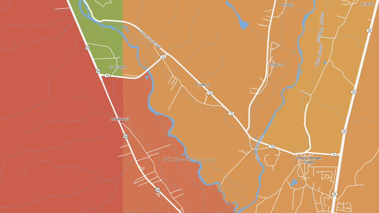 Chamita, NM Map of Burglary Rates