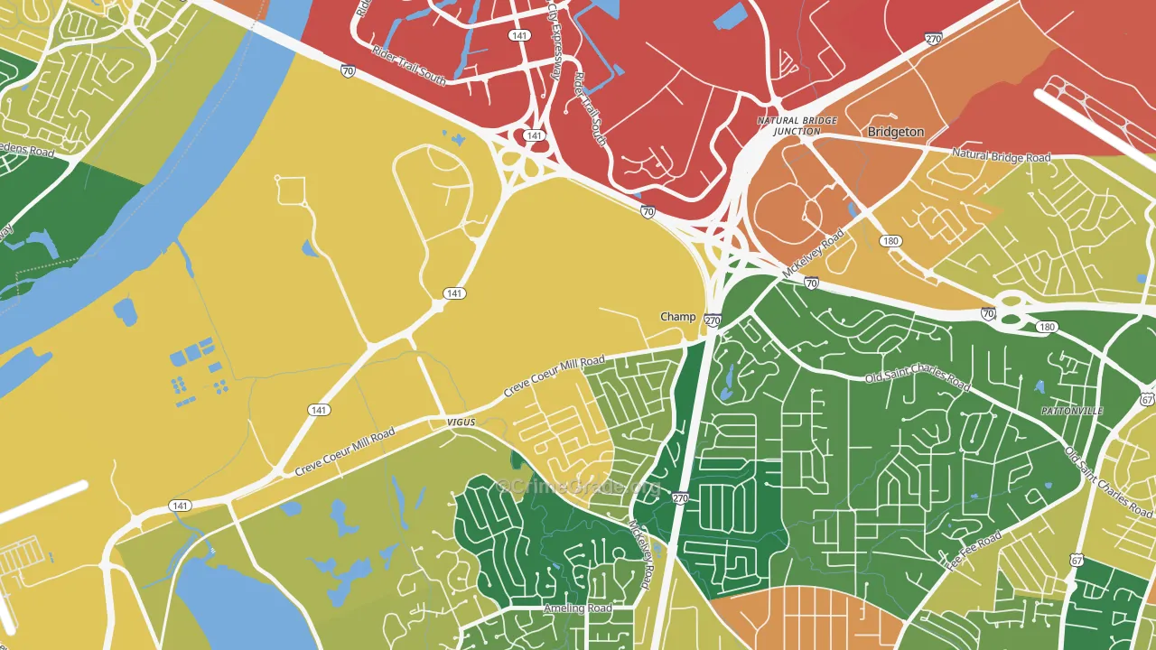 Champ, MO Map of Burglary Rates