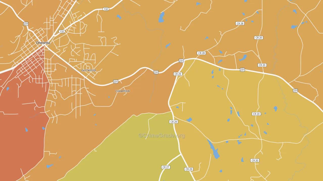Champion, AL Map of Burglary Rates