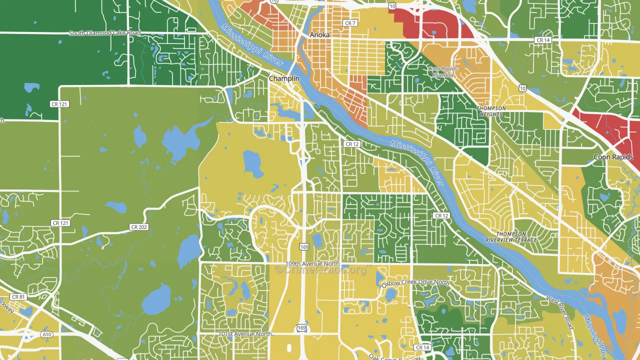 Champlin, MN Map of Burglary Rates