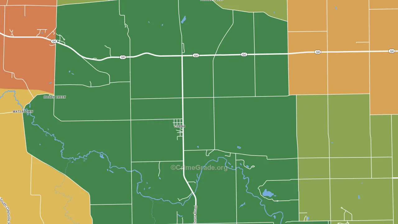 Chana, IL Map of Burglary Rates