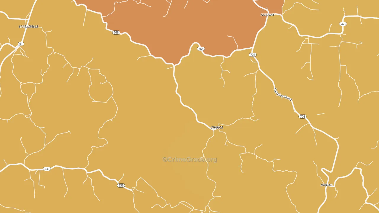 Chance, KY Map of Burglary Rates