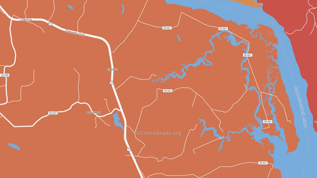 Chance, VA Map of Burglary Rates