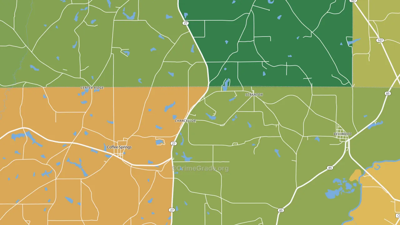 Chancellor, AL Map of Burglary Rates