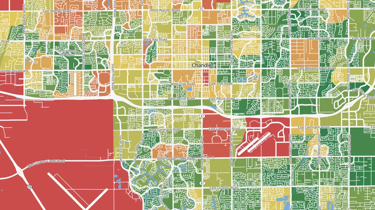 Chandler, AZ Map of Burglary Rates