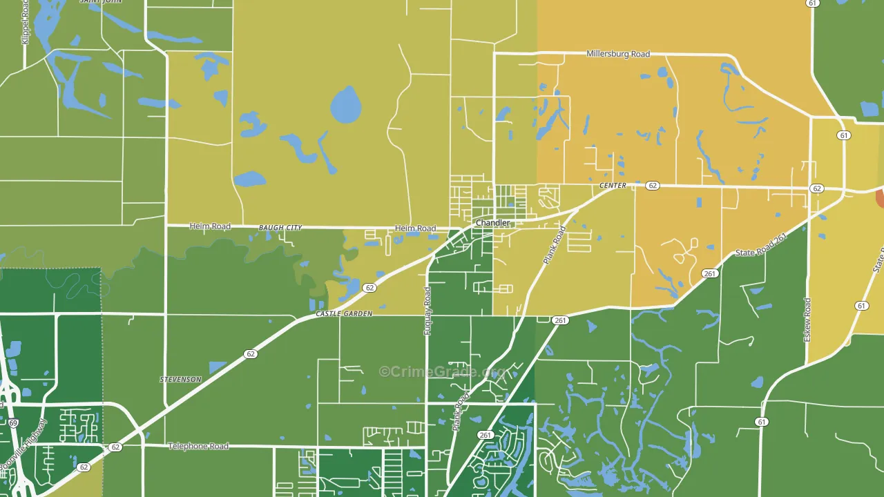 Chandler, IN Map of Burglary Rates