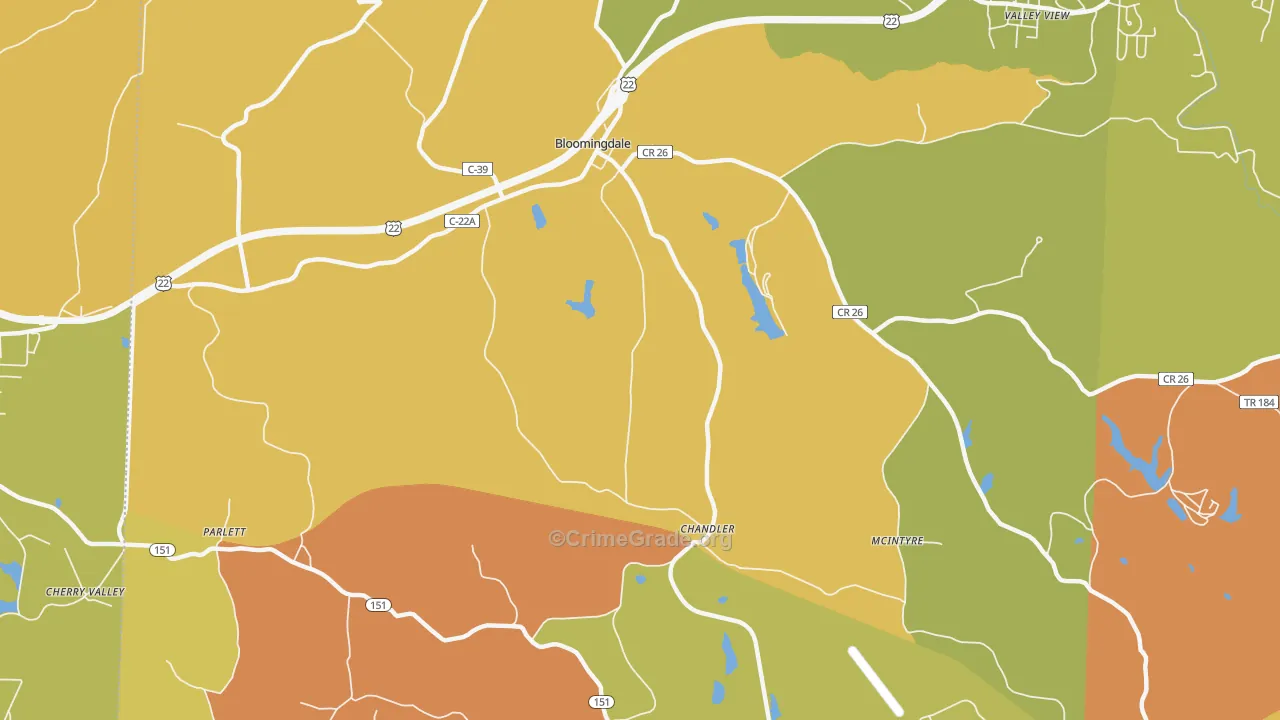 Chandler, OH Map of Burglary Rates