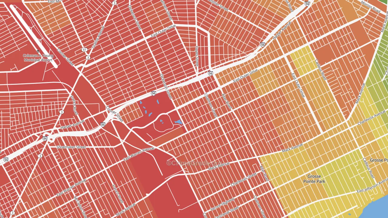 Chandler Park, Detroit, MI Map of Burglary Rates