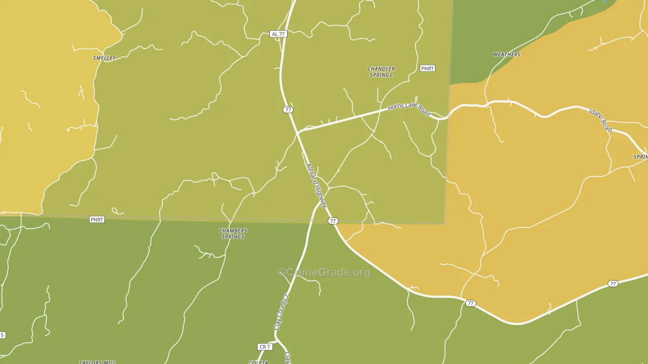 Chandler Springs, AL Map of Burglary Rates