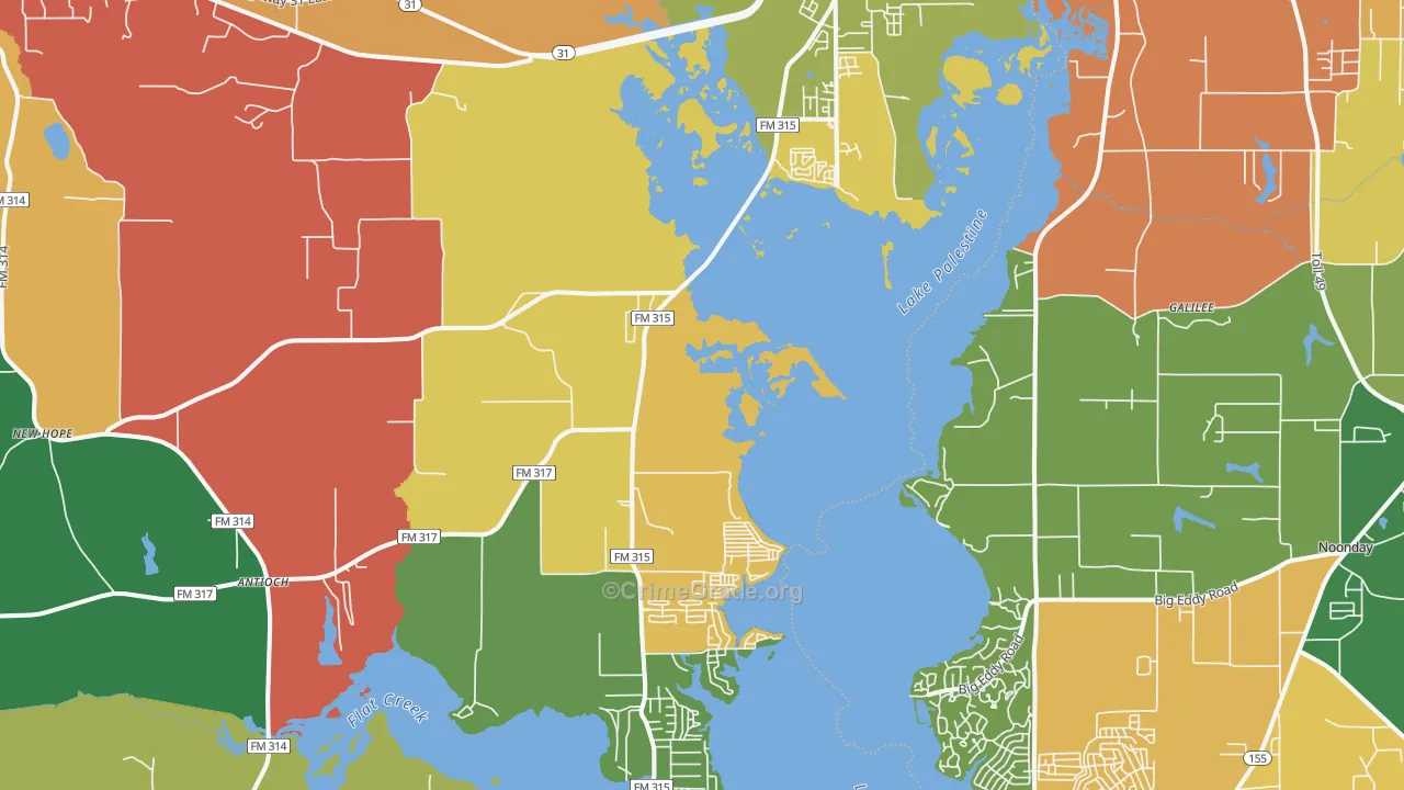 Chandler, TX Map of Burglary Rates