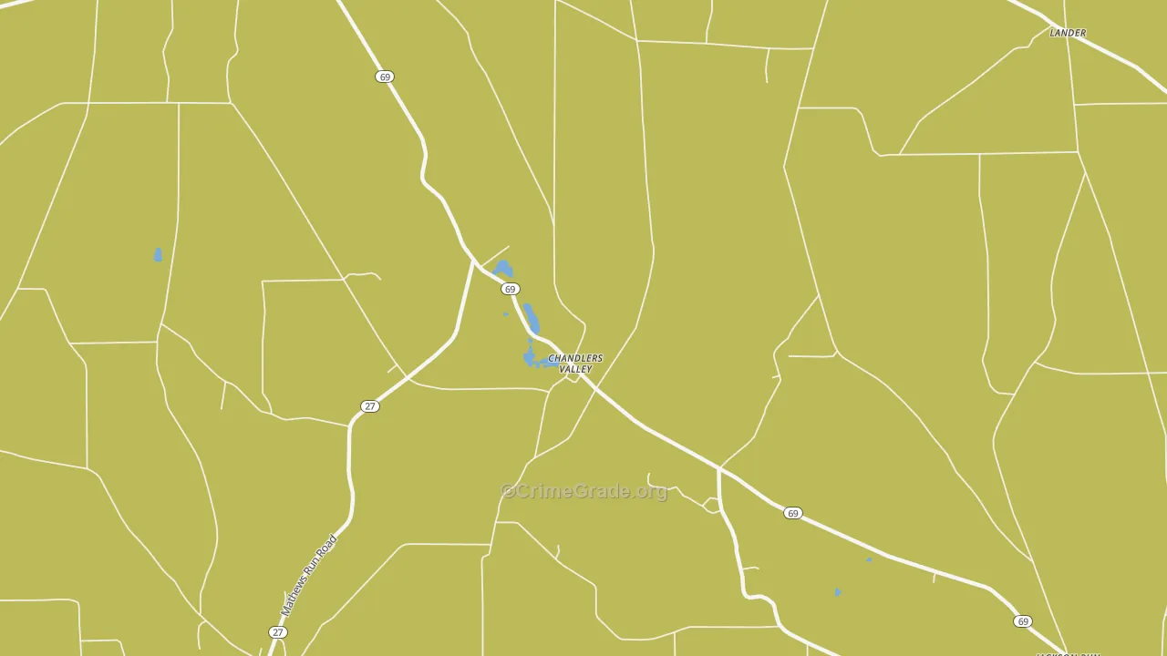 Chandlers Valley, PA Map of Burglary Rates