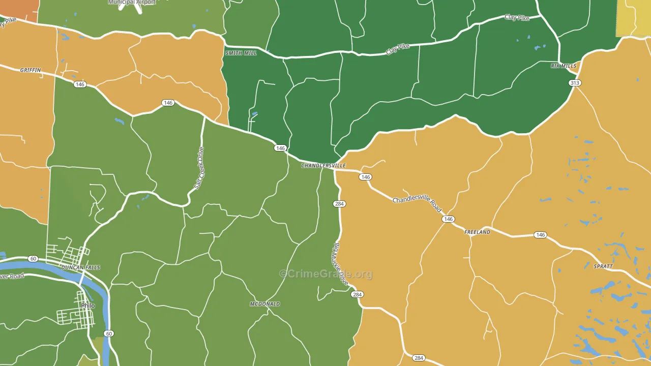 Chandlersville, OH Map of Burglary Rates