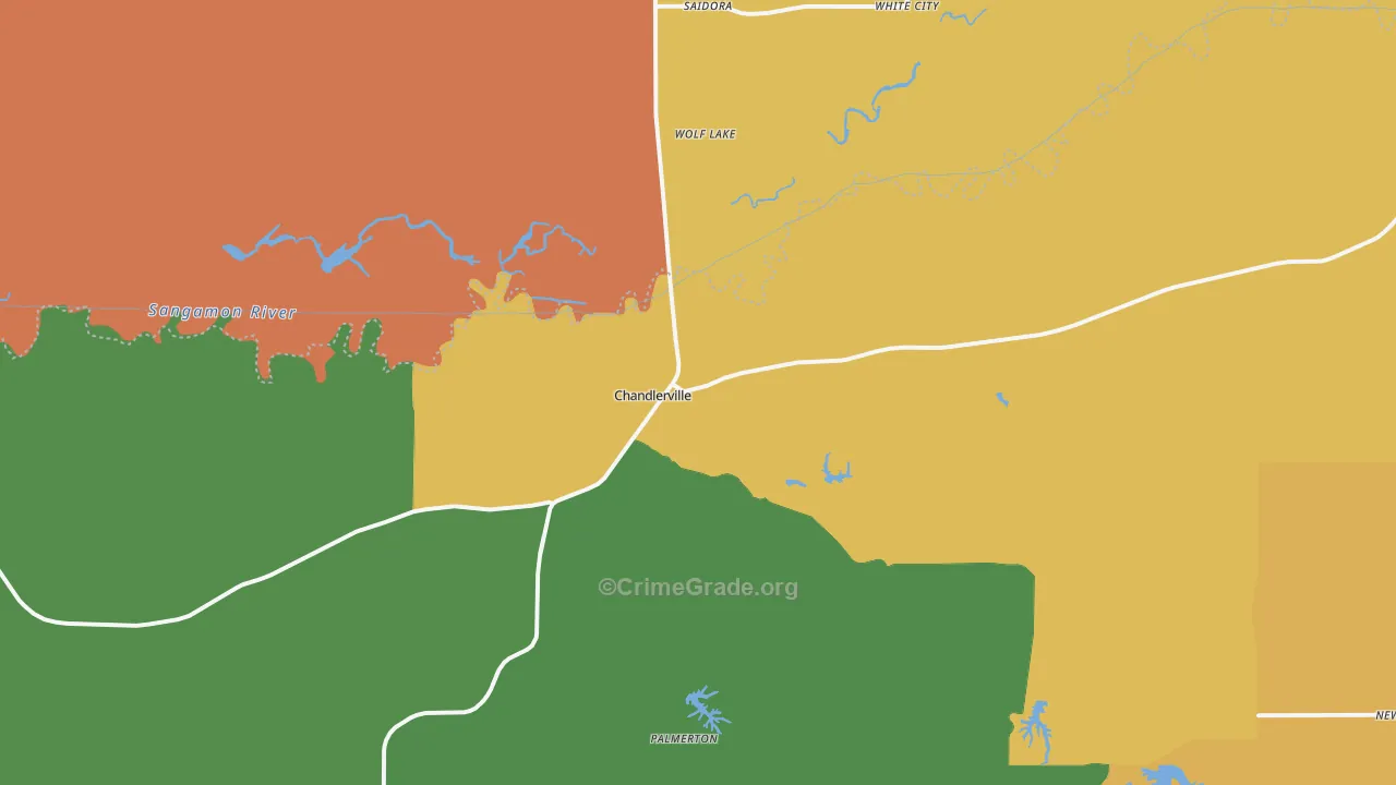 Chandlerville, IL Map of Burglary Rates