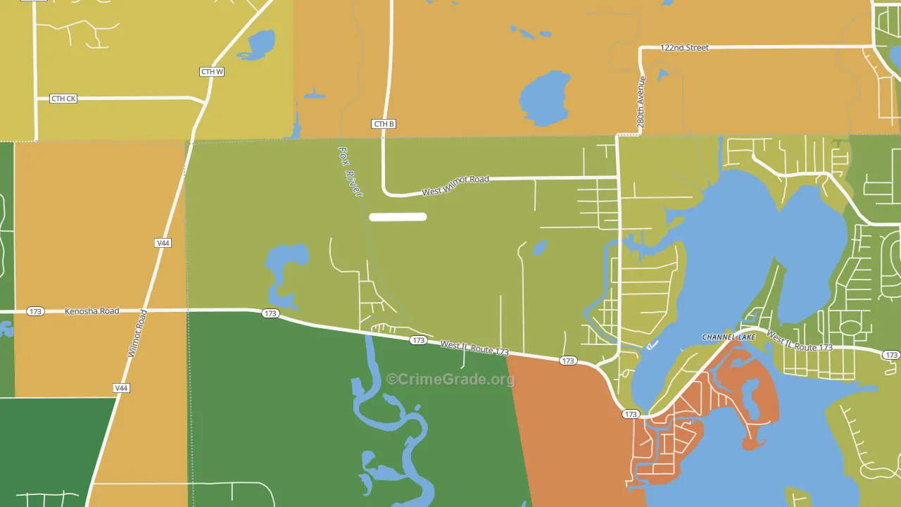 Channel Lake, IL Map of Burglary Rates