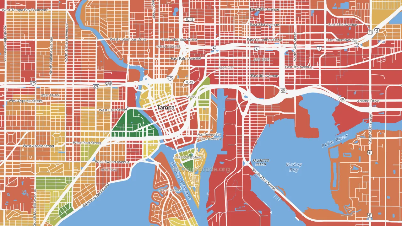 Channelside, Tampa, FL Map of Burglary Rates