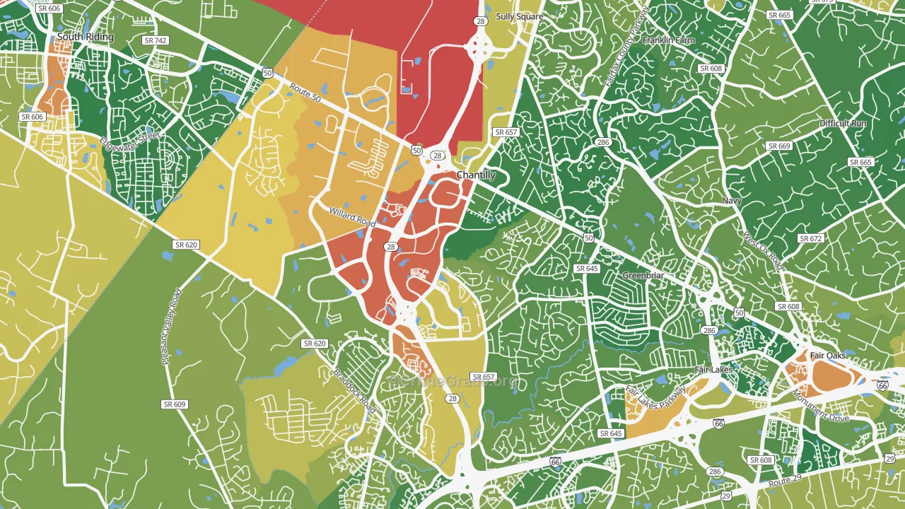 Chantilly, VA Map of Burglary Rates