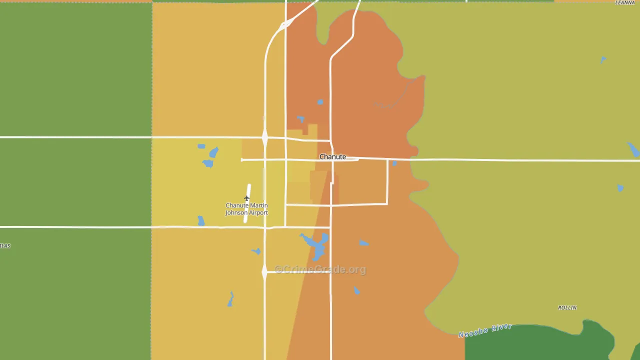 Chanute, KS Map of Burglary Rates