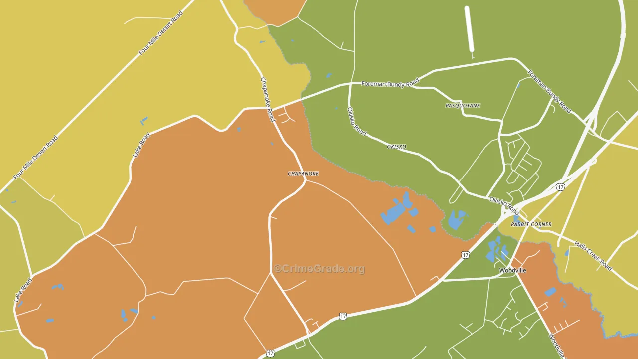 Chapanoke, NC Map of Burglary Rates