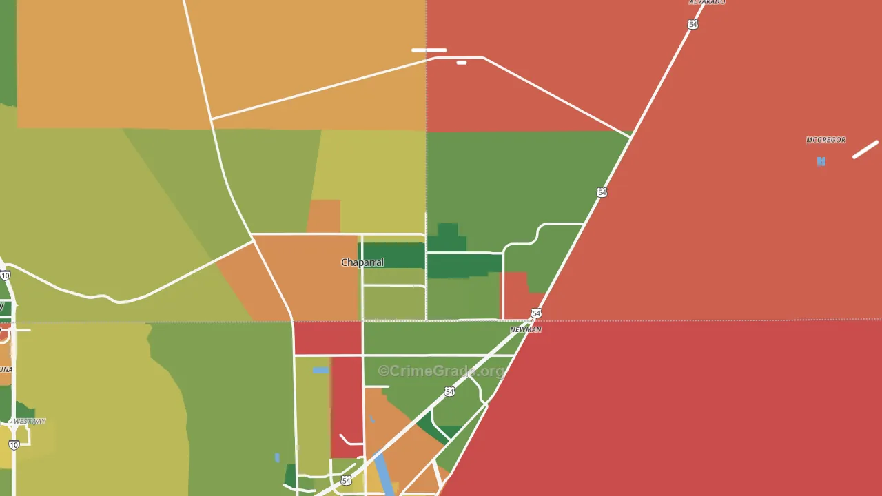 Chaparral, NM Map of Burglary Rates