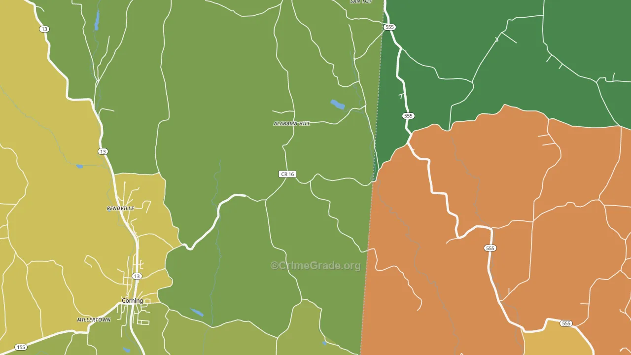 Chapel Hill, OH Map of Burglary Rates