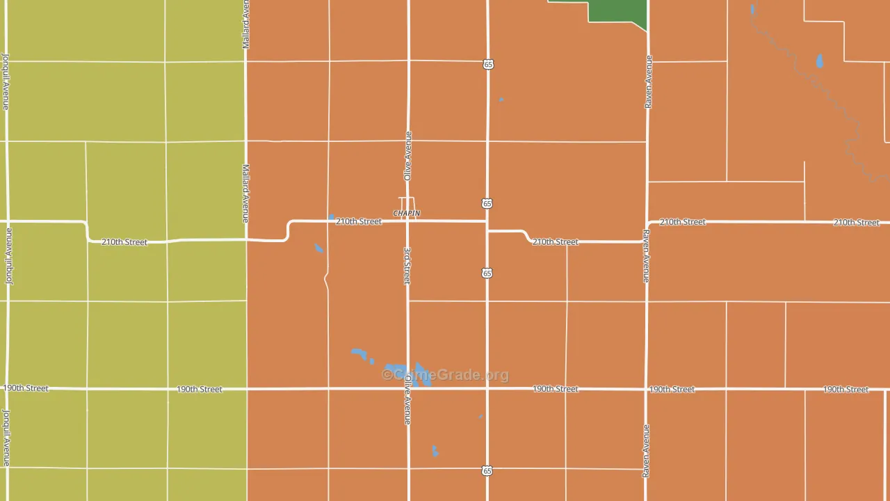 Chapin, IA Map of Burglary Rates