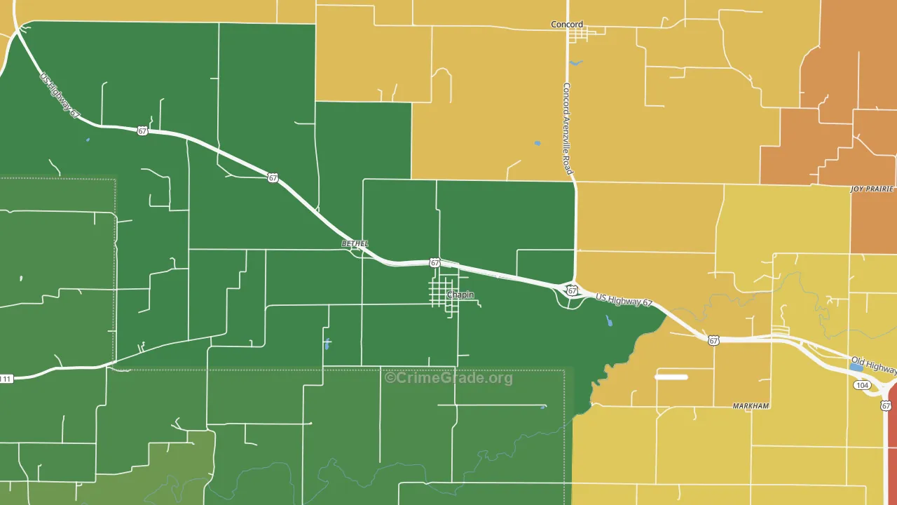 Chapin, IL Map of Burglary Rates