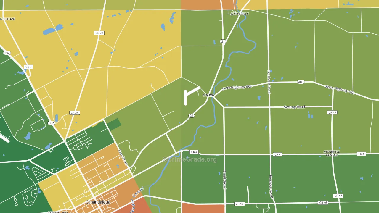 Chapin, NY Map of Burglary Rates