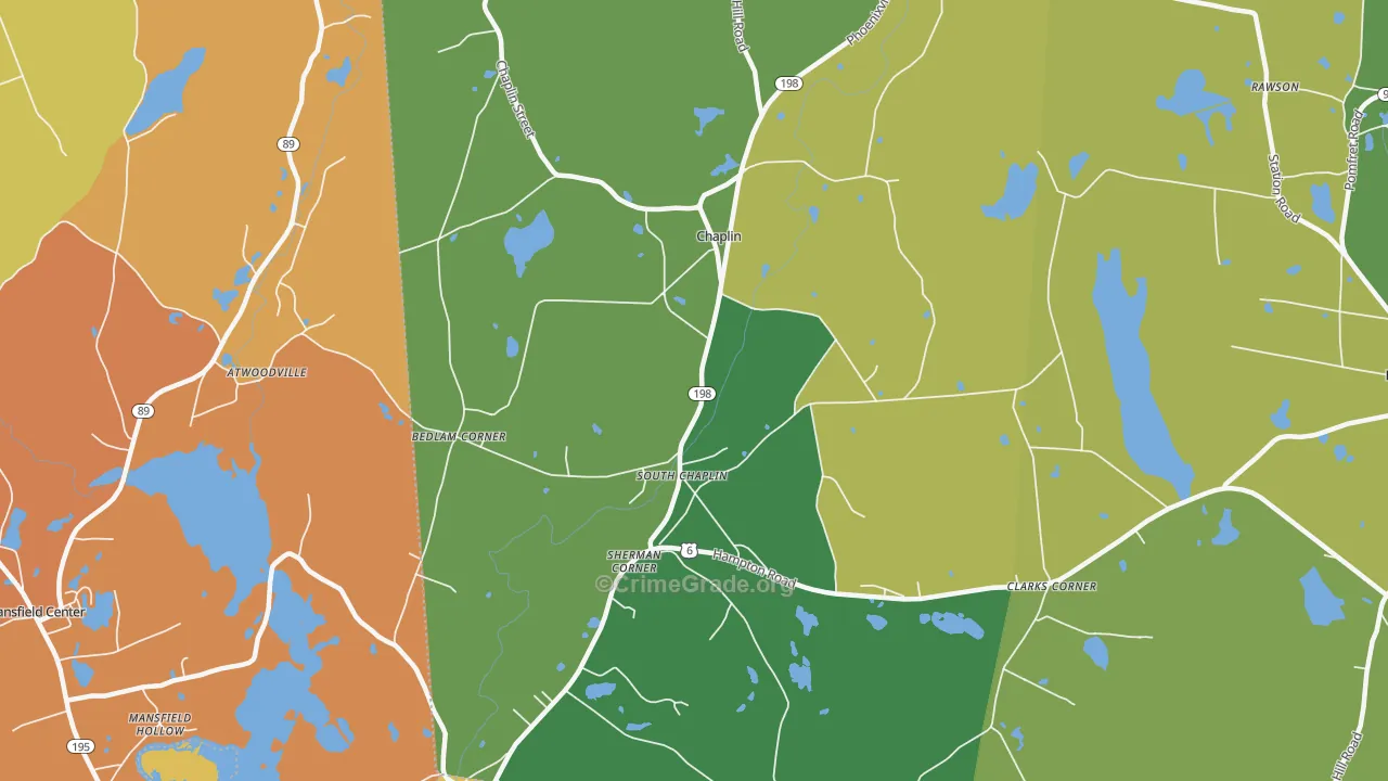 Chaplin, CT Map of Burglary Rates