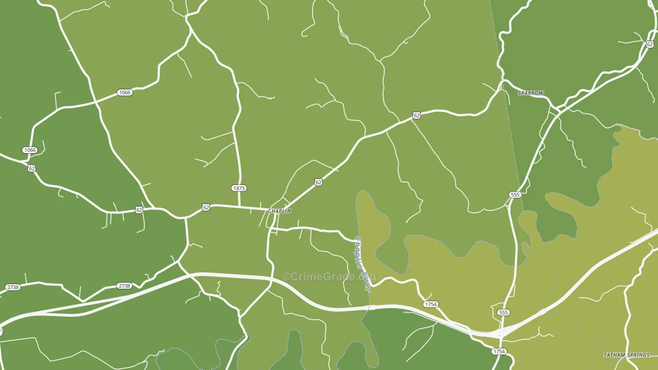 Chaplin, KY Map of Burglary Rates